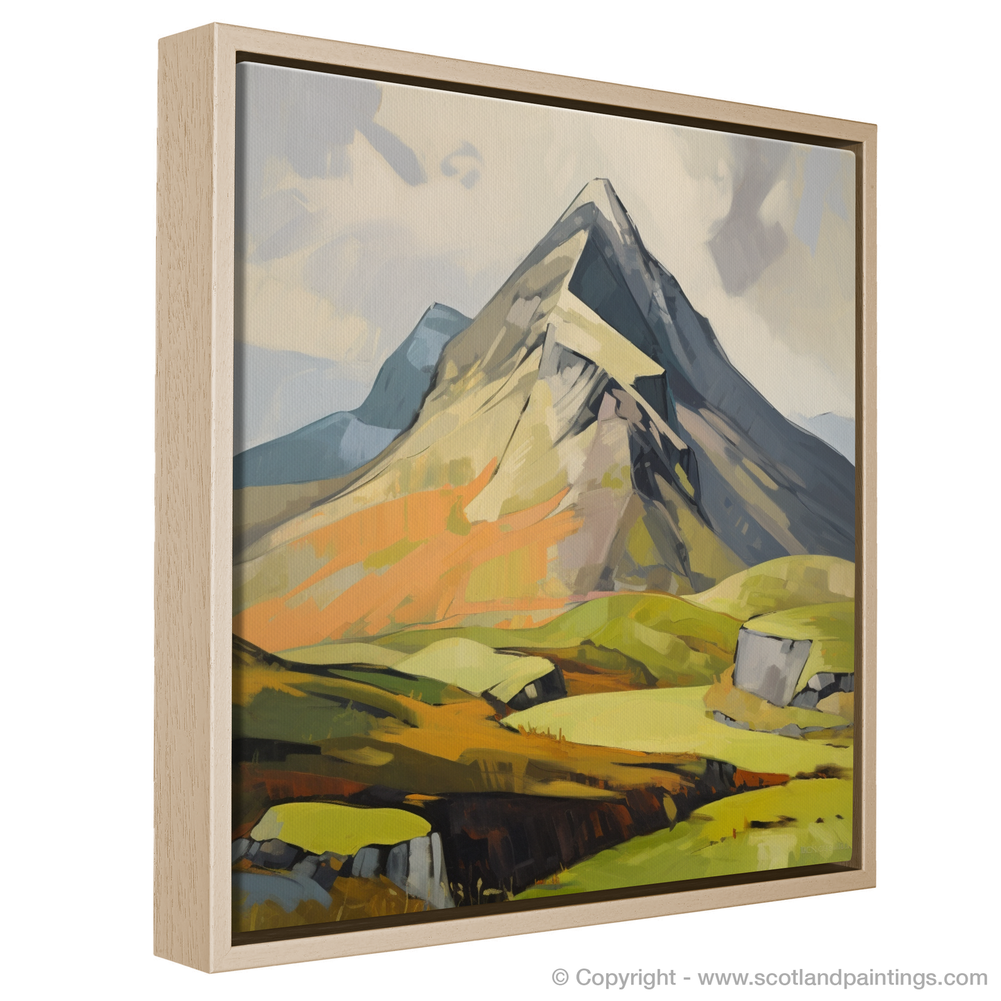 Painting and Art Print of A mountain in Scotland entitled "Highland Majesty: An Abstract Ode to Scotland's Mountains".