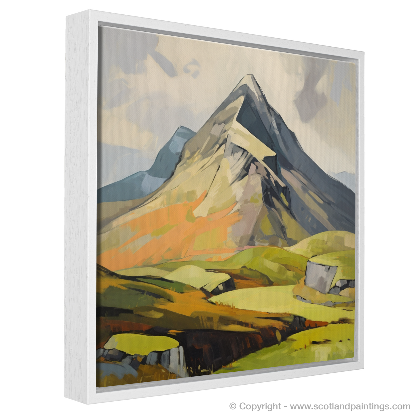 Painting and Art Print of A mountain in Scotland entitled "Highland Majesty: An Abstract Ode to Scotland's Mountains".