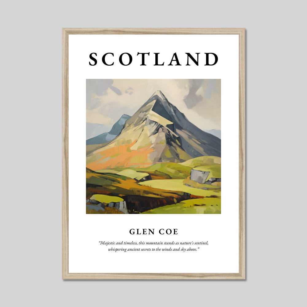 Poster in a natural frame with the word Scotland