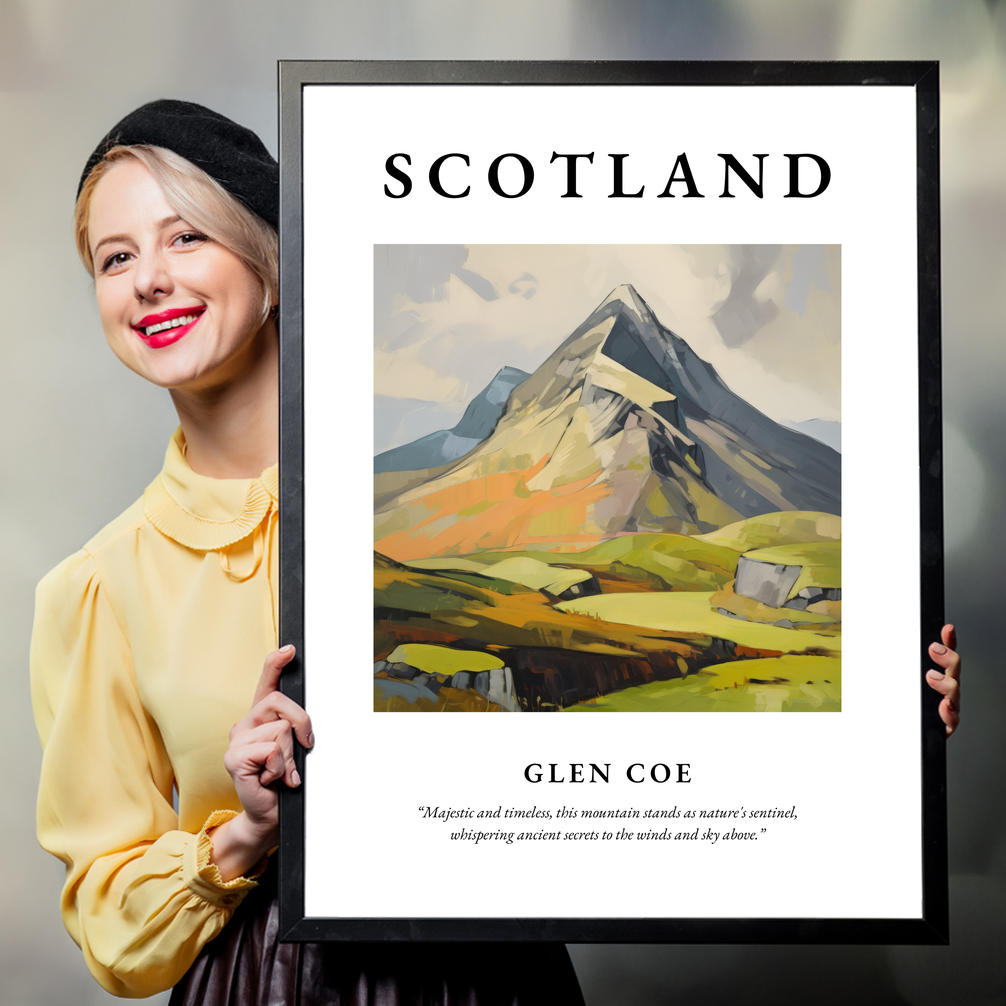 Person holding a poster of Glen Coe