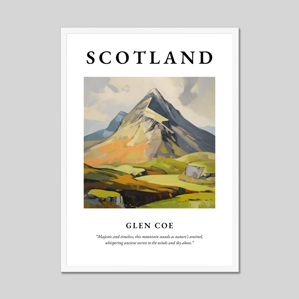 Poster in a white frame with the word Scotland