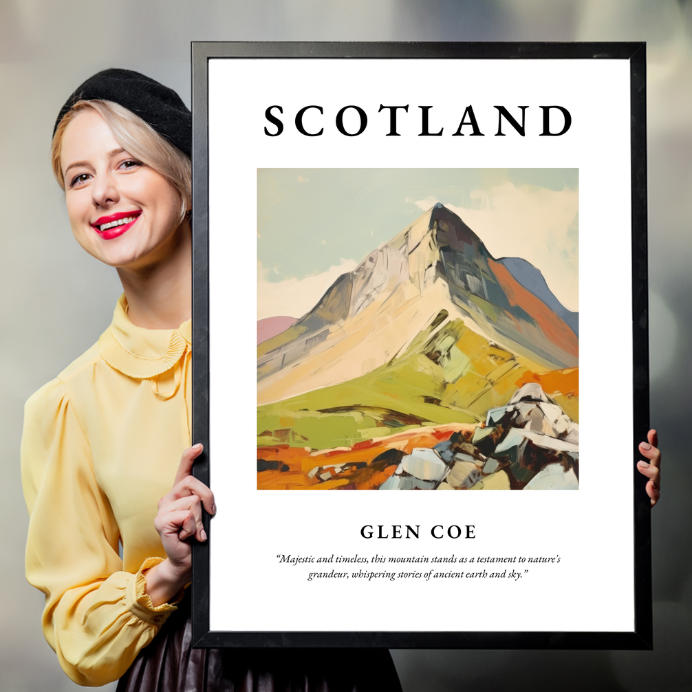 Person holding a poster of Glen Coe