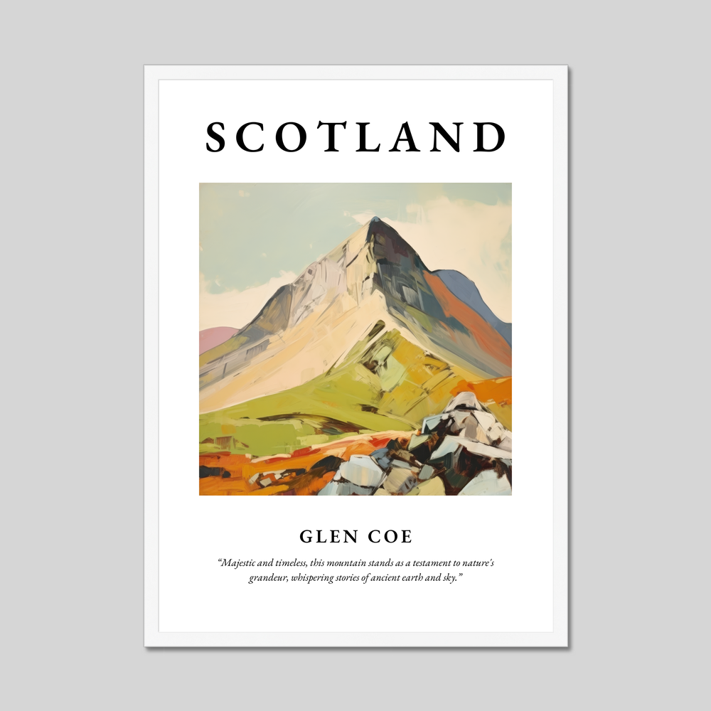 Poster in a white frame with the word Scotland