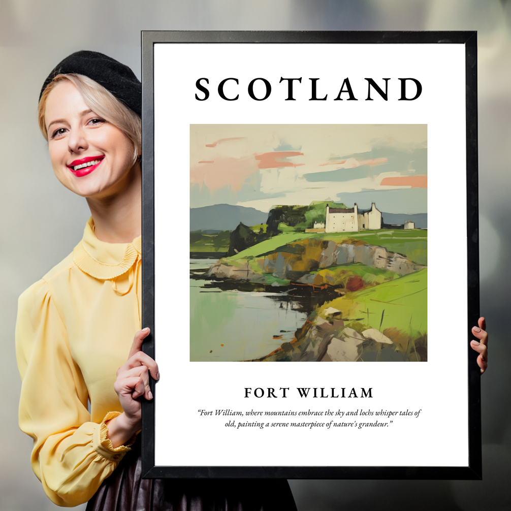 Person holding a poster of Fort William