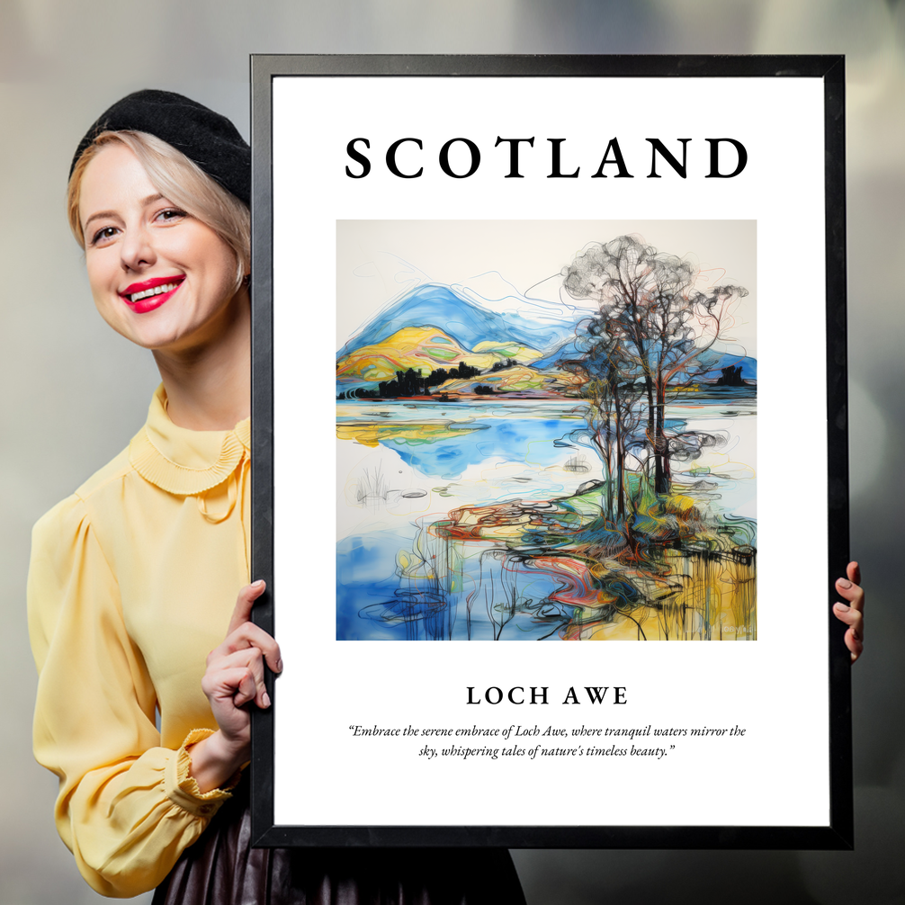 Person holding a poster of Loch Awe