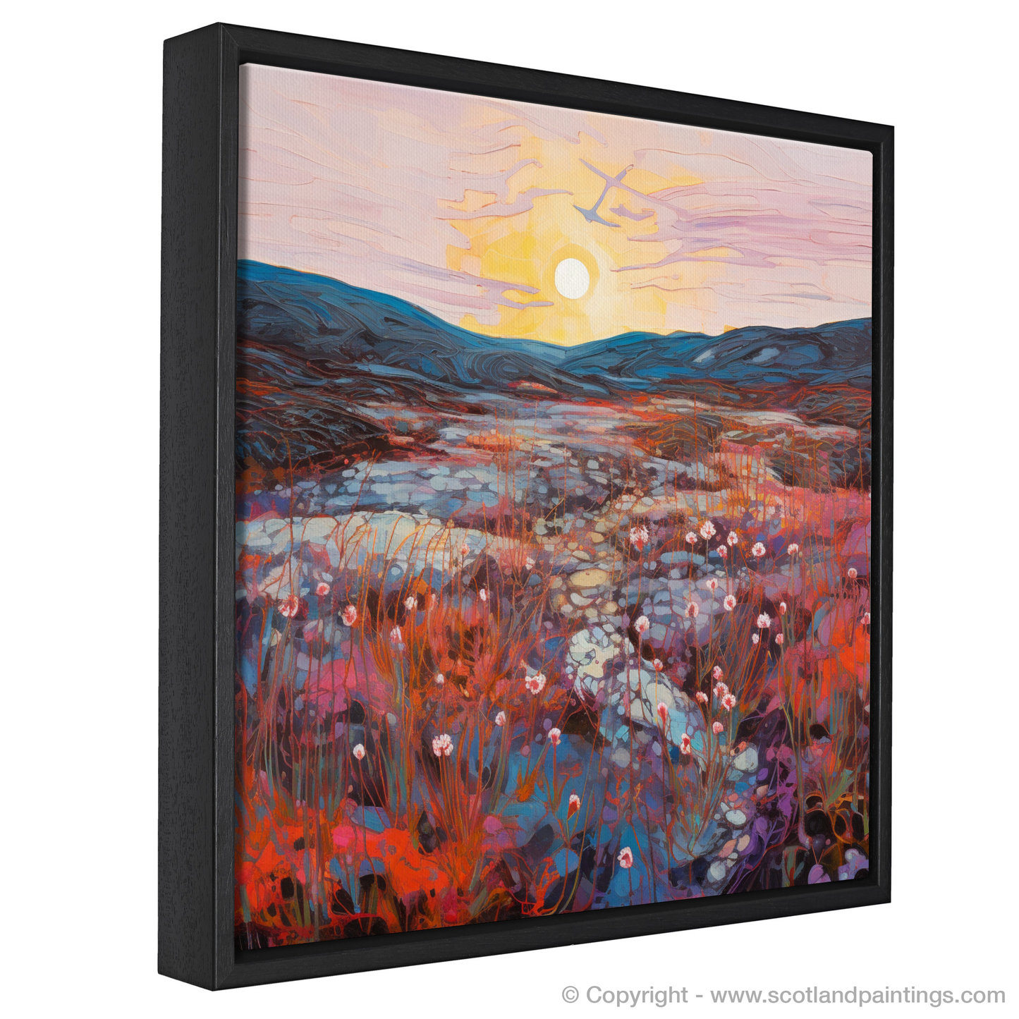 Painting and Art Print of Crowberry patches at dusk in Glencoe entitled "Twilight Dance of Crowberry Patches in Glencoe".