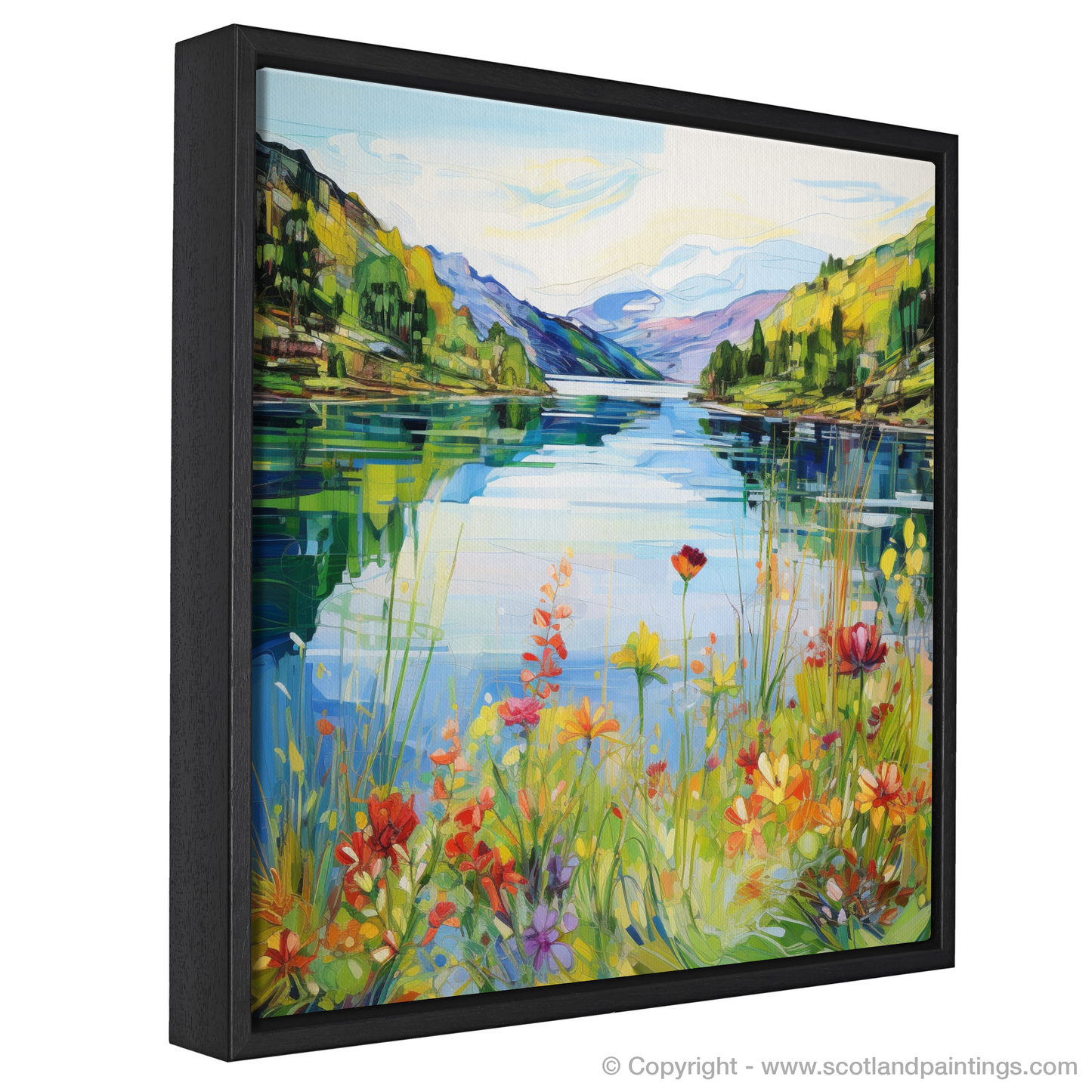 Painting and Art Print of Loch Katrine, Stirling in summer. Summer Splendour at Loch Katrine.