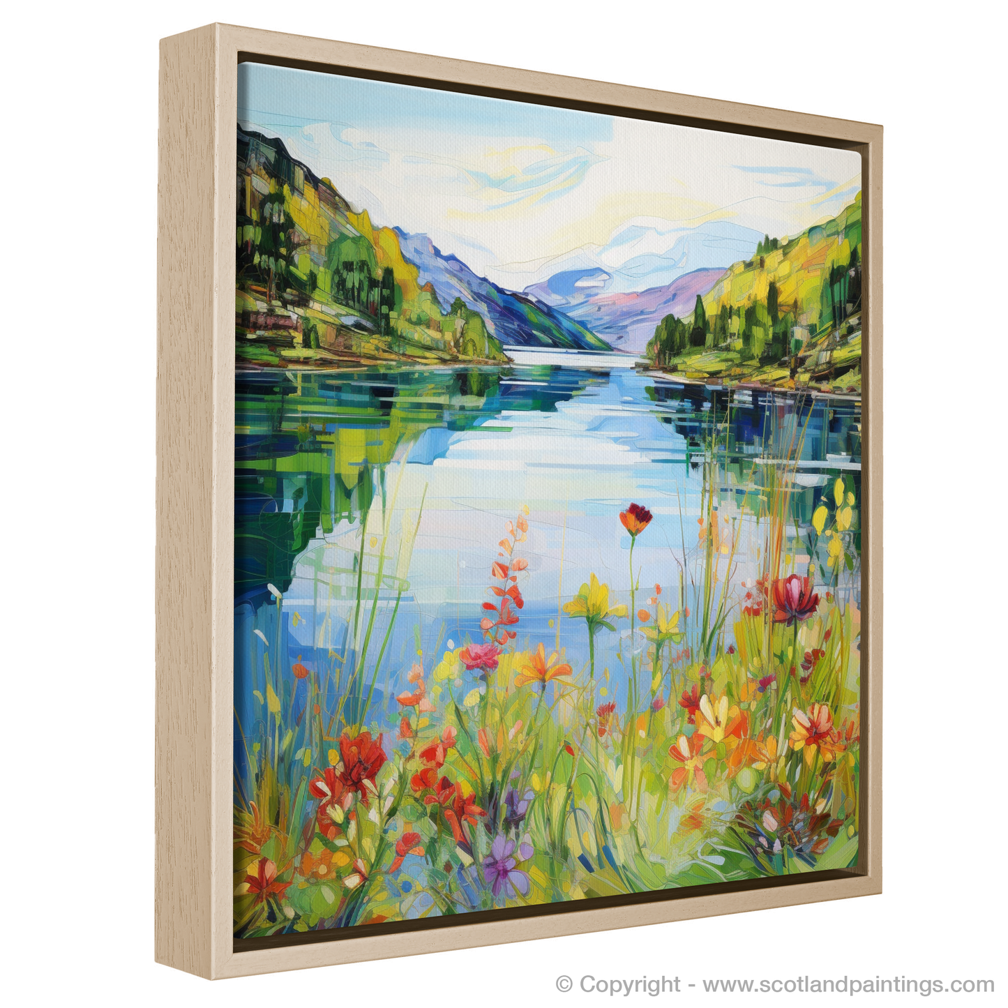 Painting and Art Print of Loch Katrine, Stirling in summer. Summer Splendour at Loch Katrine.