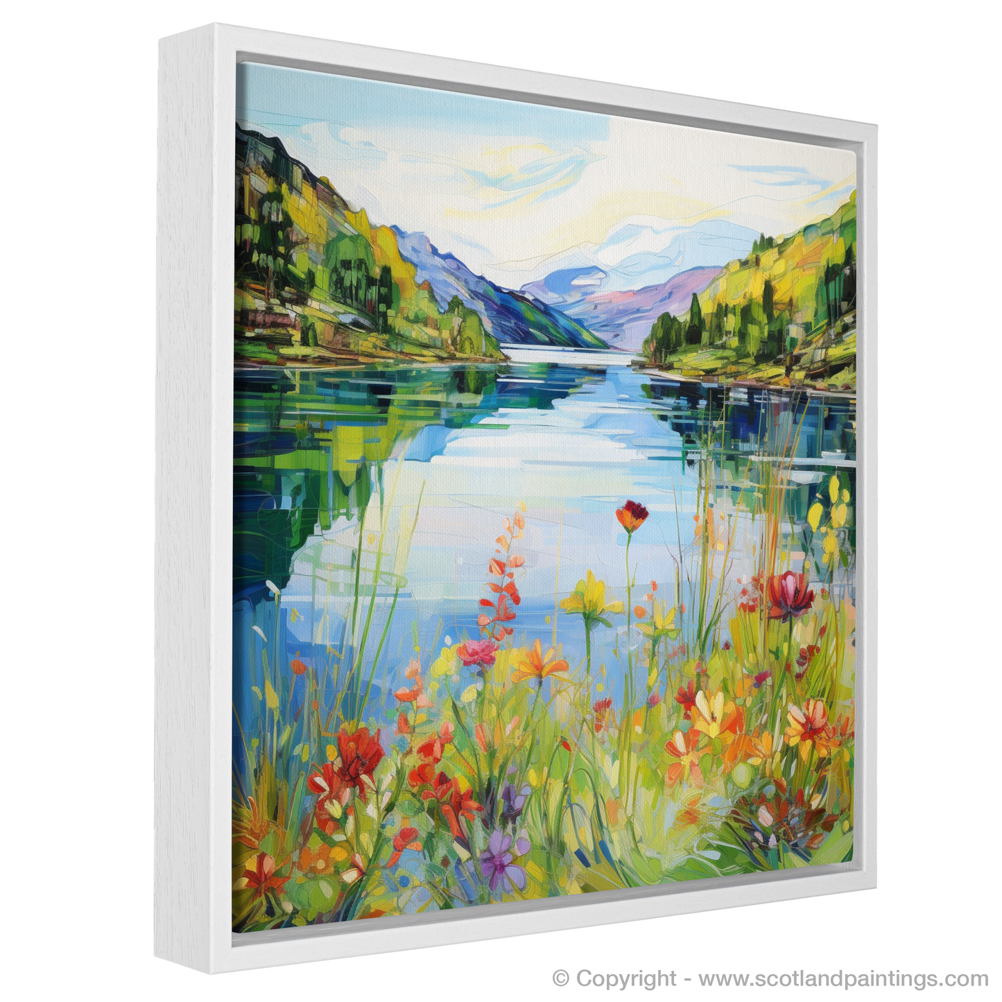 Painting and Art Print of Loch Katrine, Stirling in summer. Summer Splendour at Loch Katrine.