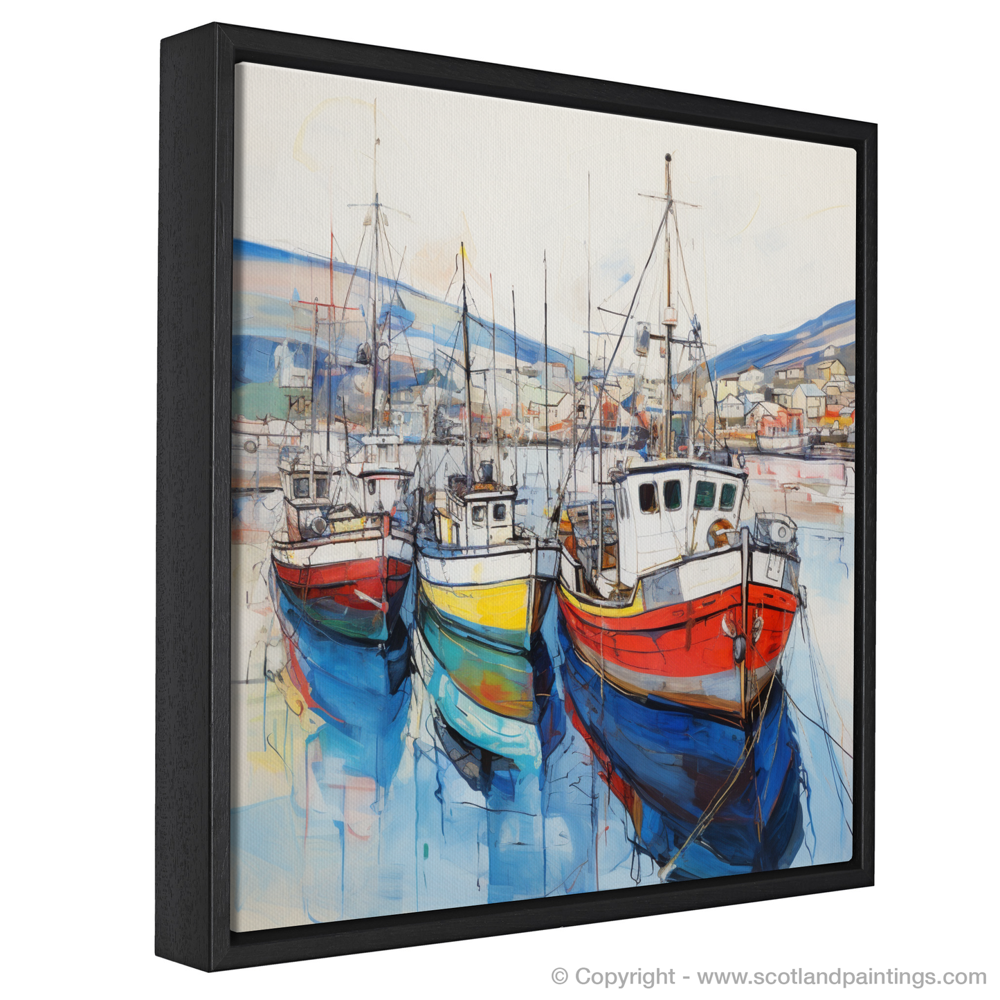 Painting and Art Print of Ullapool Harbour entitled "Harbour Hues and Highland Views: An Ullapool Ode".