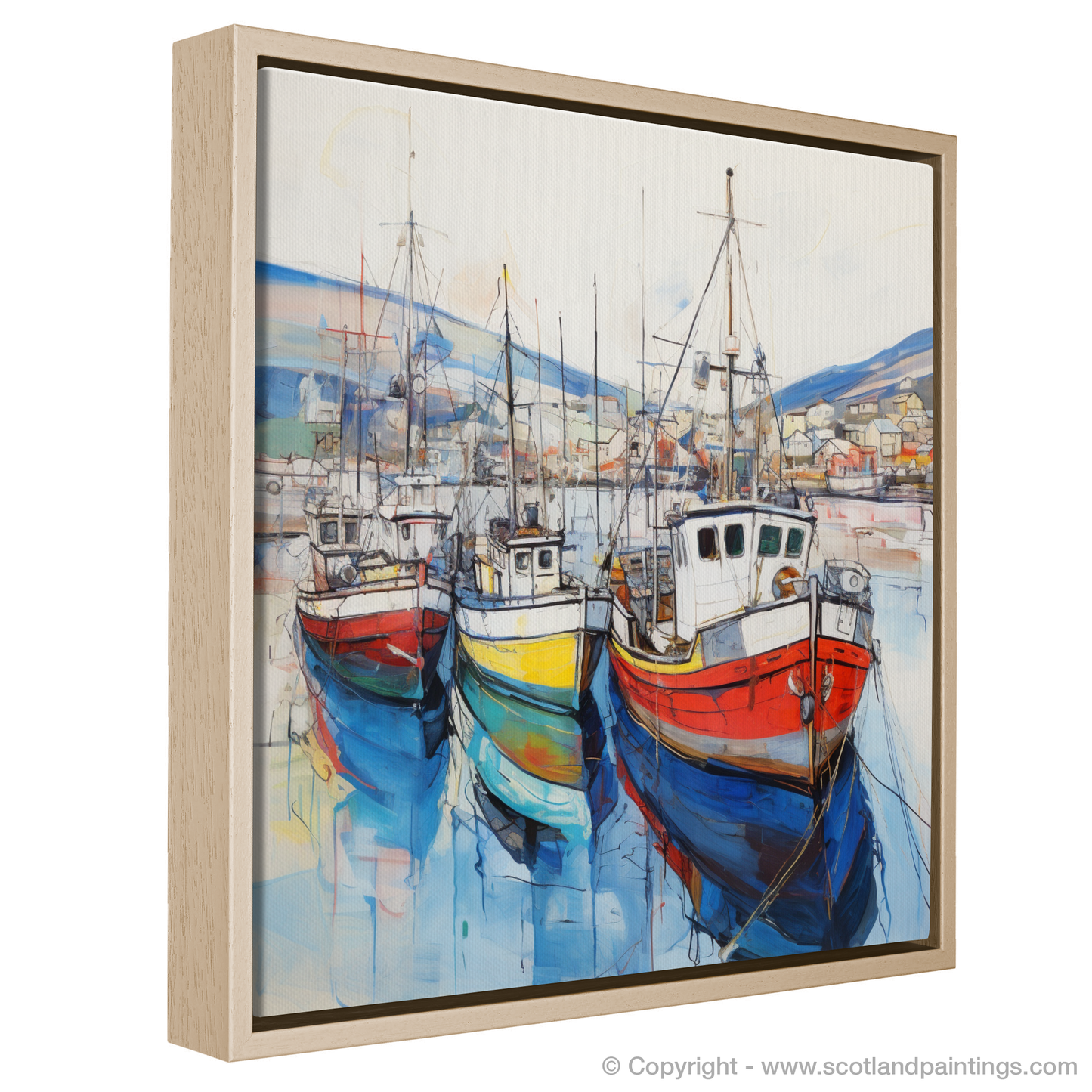 Painting and Art Print of Ullapool Harbour entitled "Harbour Hues and Highland Views: An Ullapool Ode".