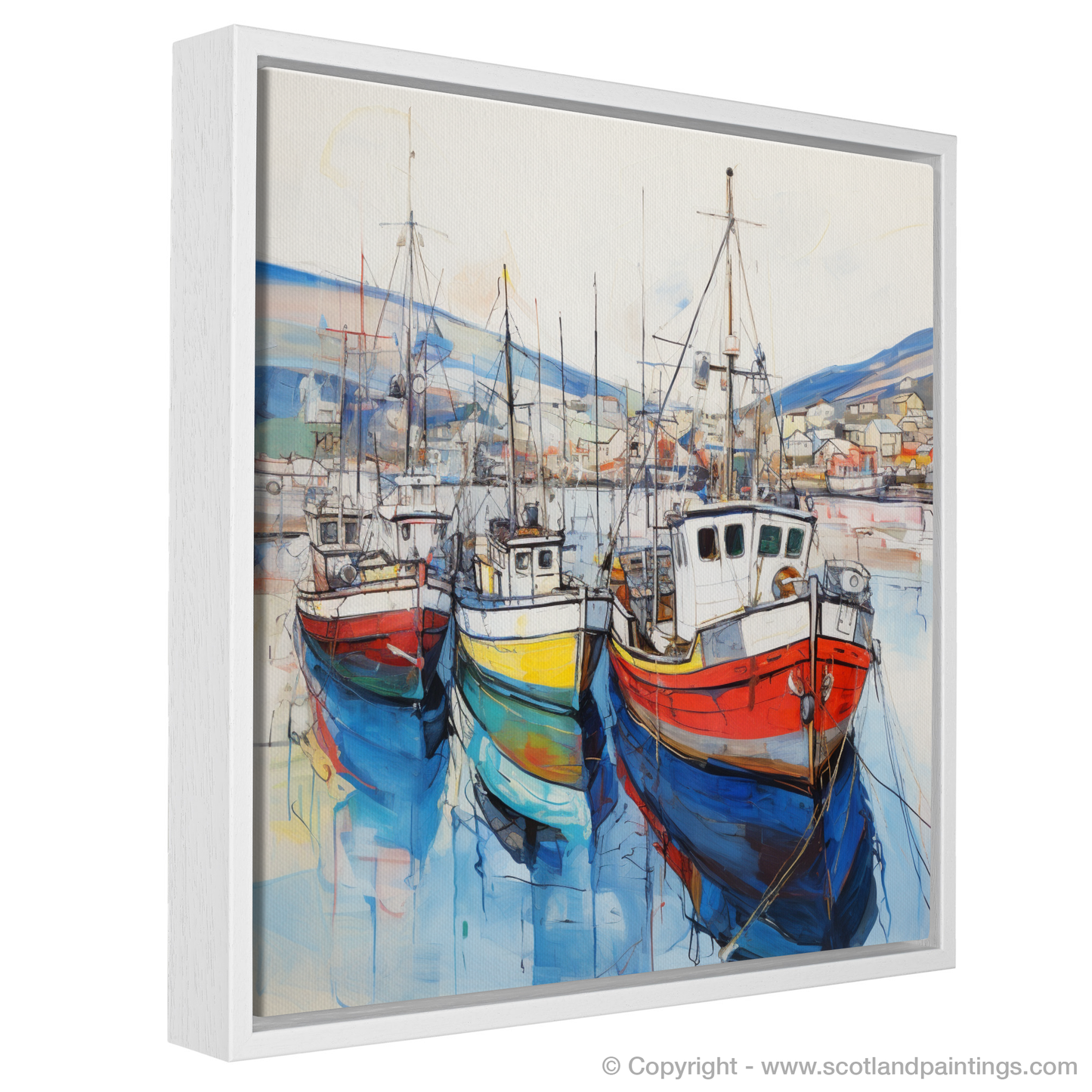 Painting and Art Print of Ullapool Harbour entitled "Harbour Hues and Highland Views: An Ullapool Ode".