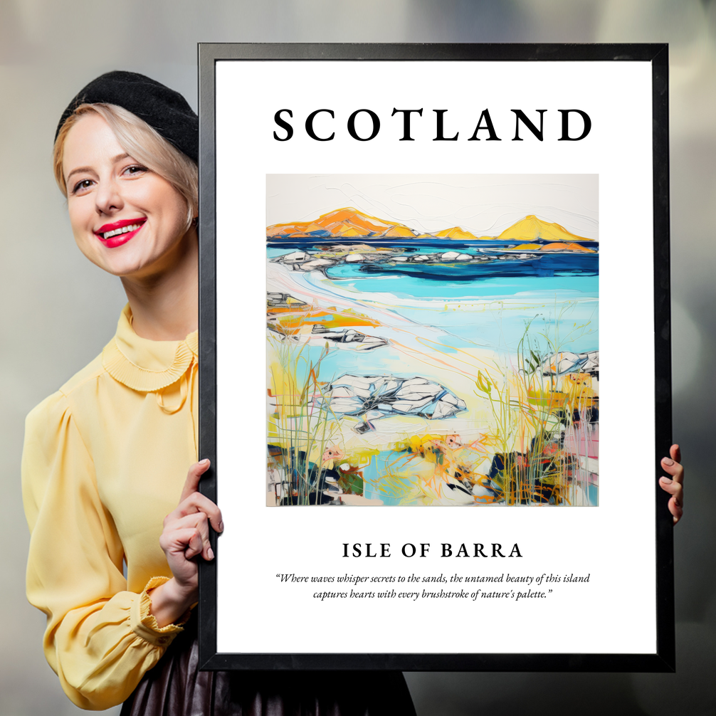 Person holding a poster of Isle of Barra