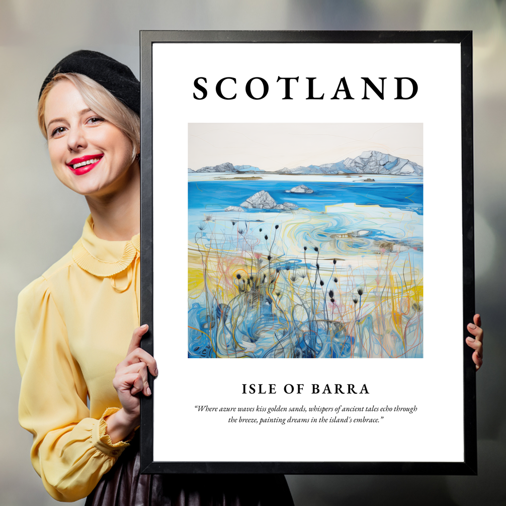 Person holding a poster of Isle of Barra