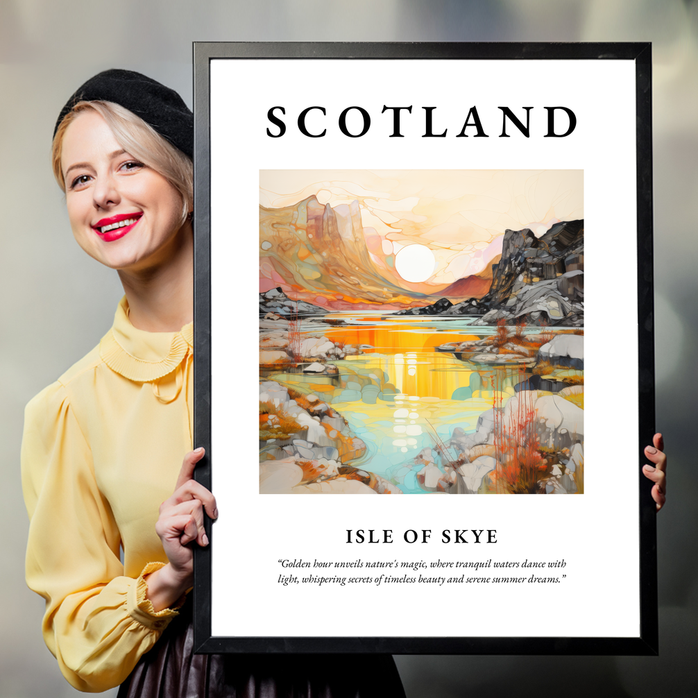 Person holding a poster of Isle of Skye