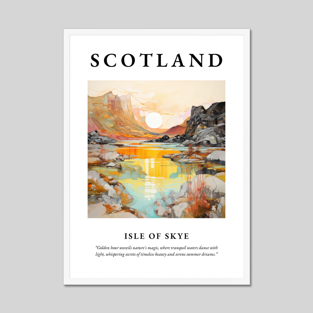 Poster in a white frame with the word Scotland