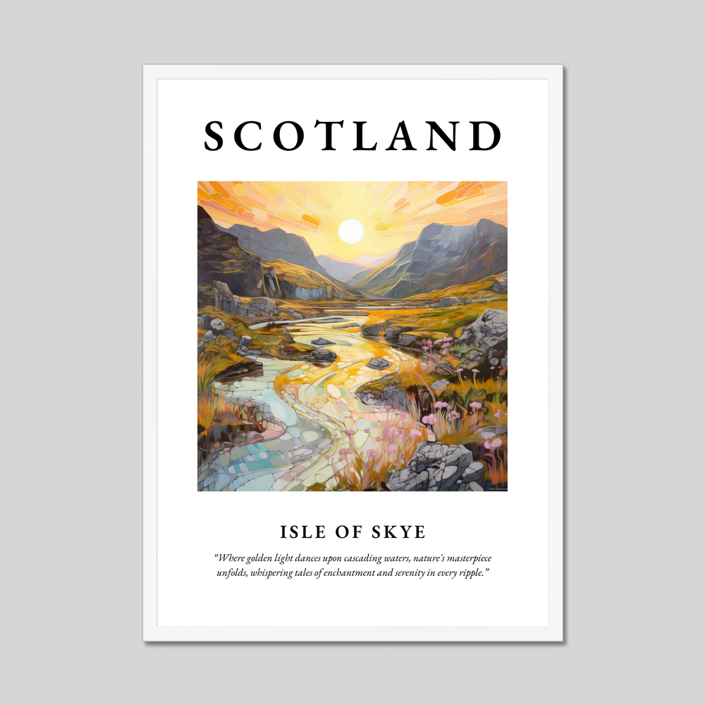 Poster in a white frame with the word Scotland