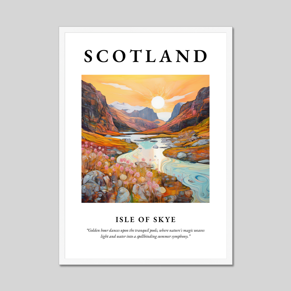 Poster in a white frame with the word Scotland