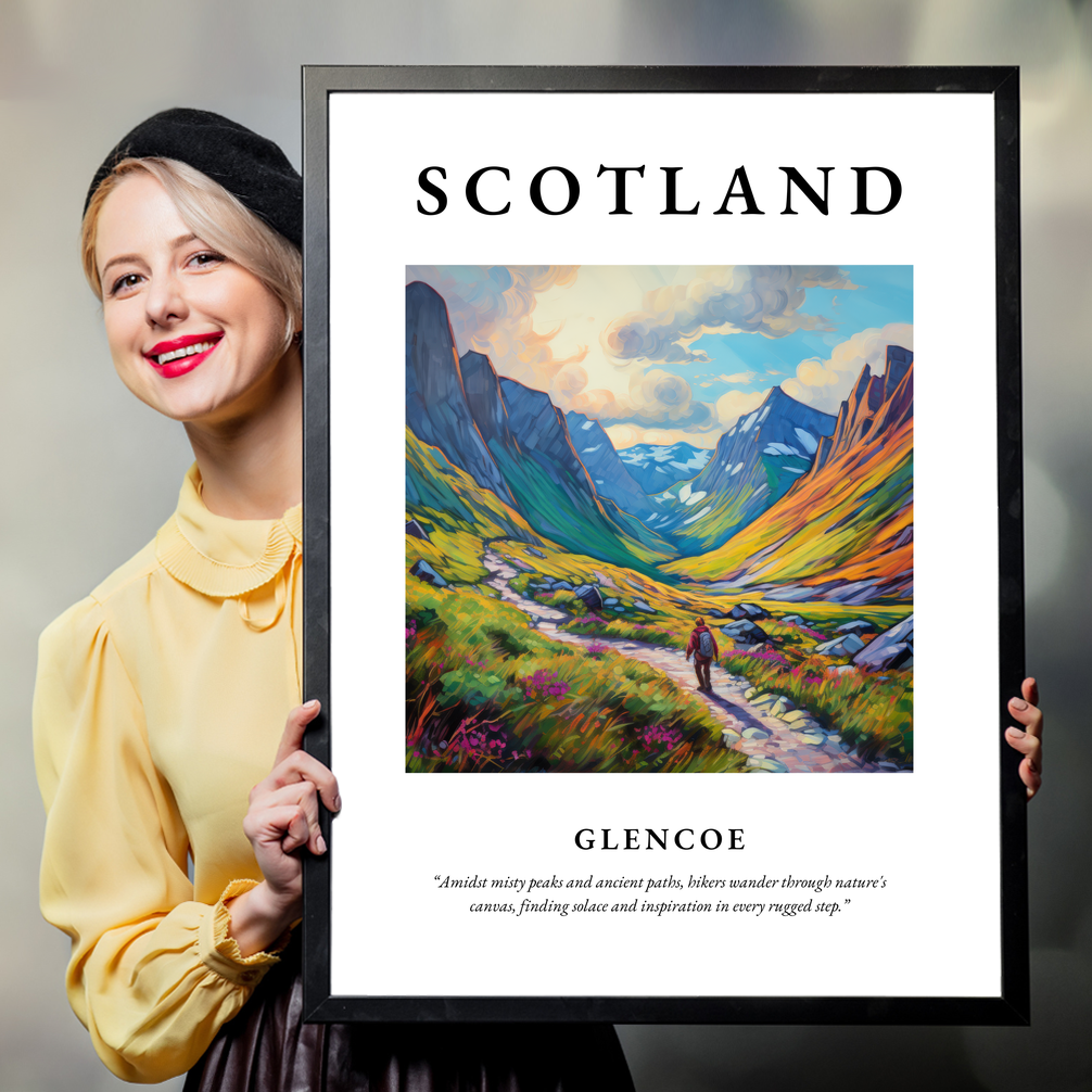 Person holding a poster of Glencoe