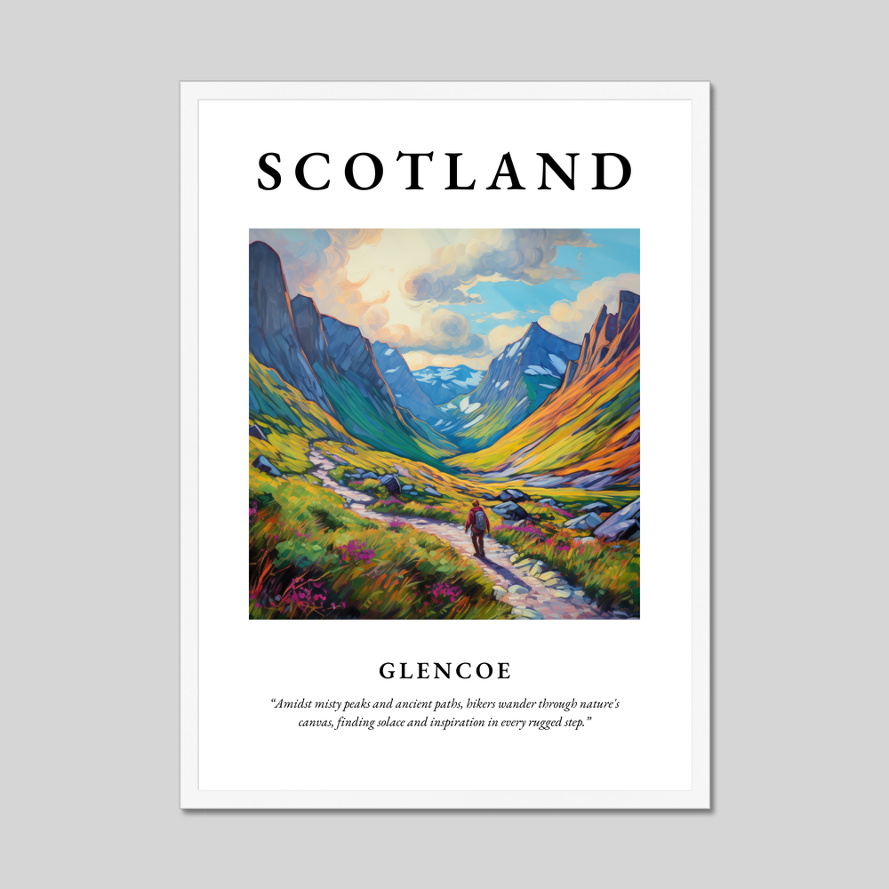 Poster in a white frame with the word Scotland