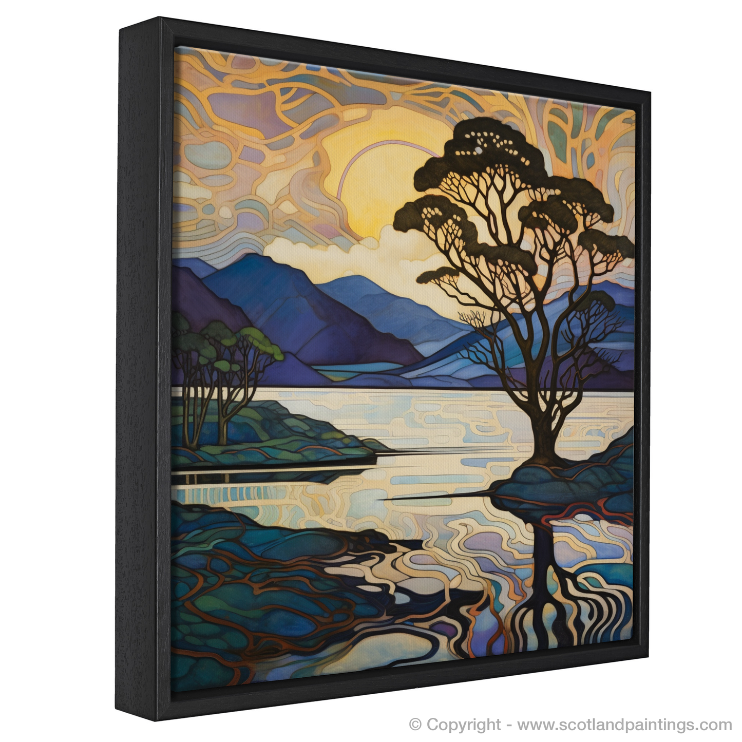 Painting and Art Print of Loch Lomond entitled "Art Nouveau Elegance: A Loch Lomond Masterpiece".