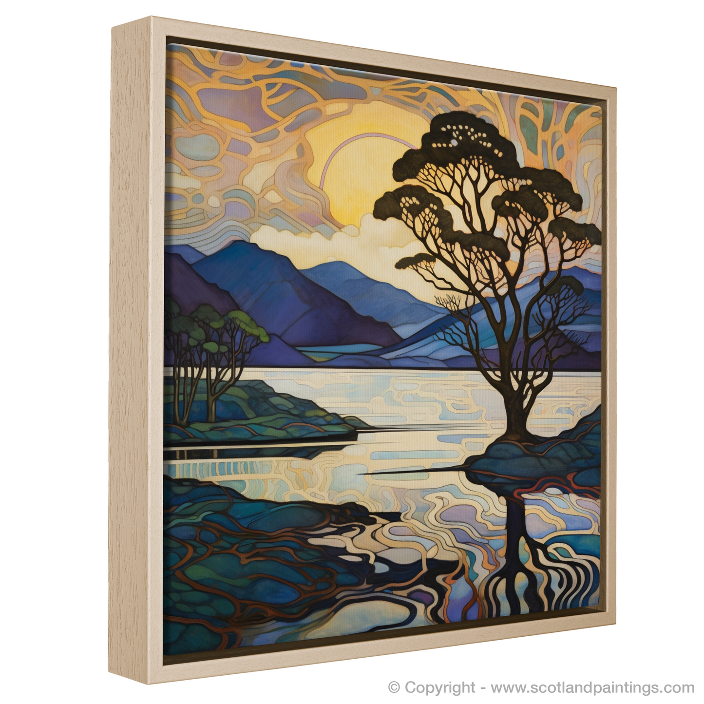 Painting and Art Print of Loch Lomond entitled "Art Nouveau Elegance: A Loch Lomond Masterpiece".