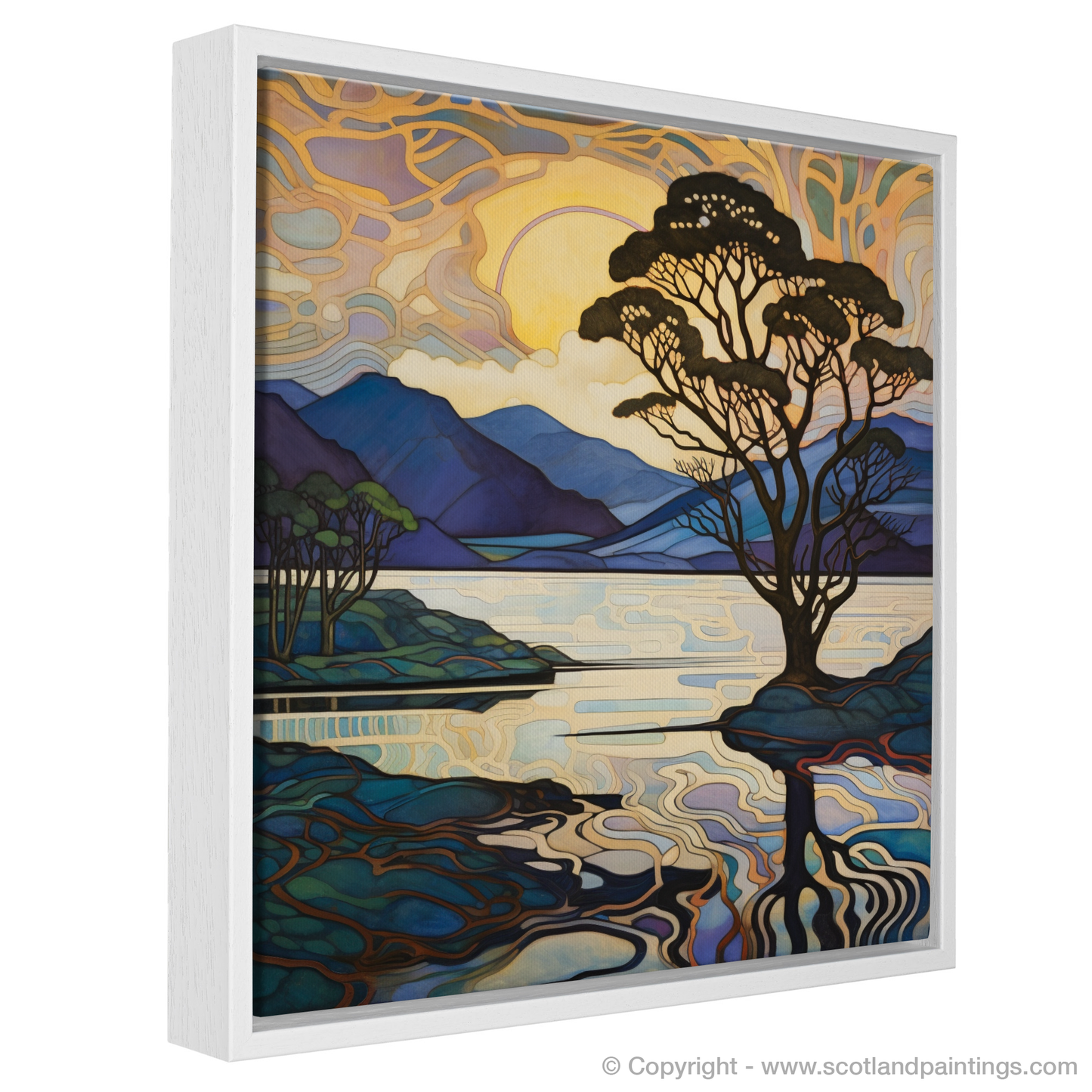Painting and Art Print of Loch Lomond entitled "Art Nouveau Elegance: A Loch Lomond Masterpiece".