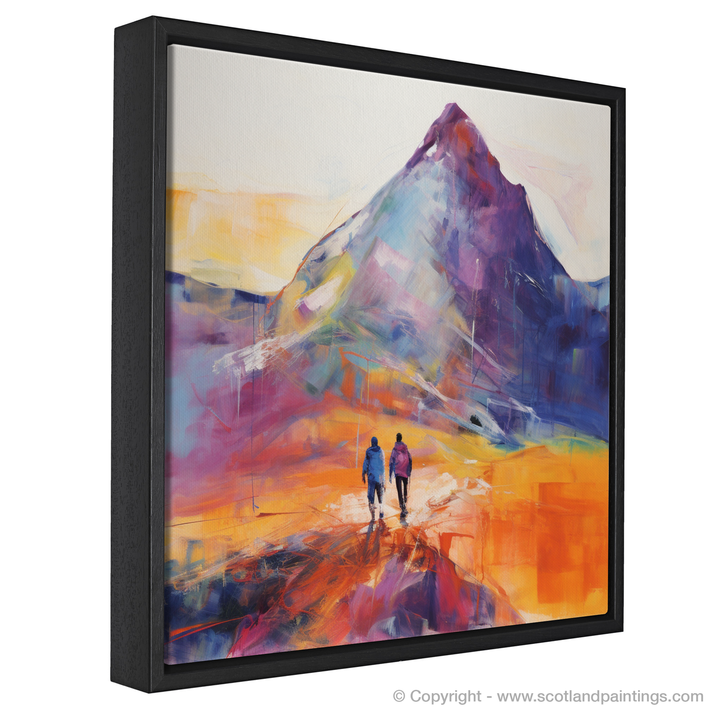 Painting and Art Print of Hikers in Glencoe entitled "Hikers' Odyssey in Glencoe's Kaleidoscope".