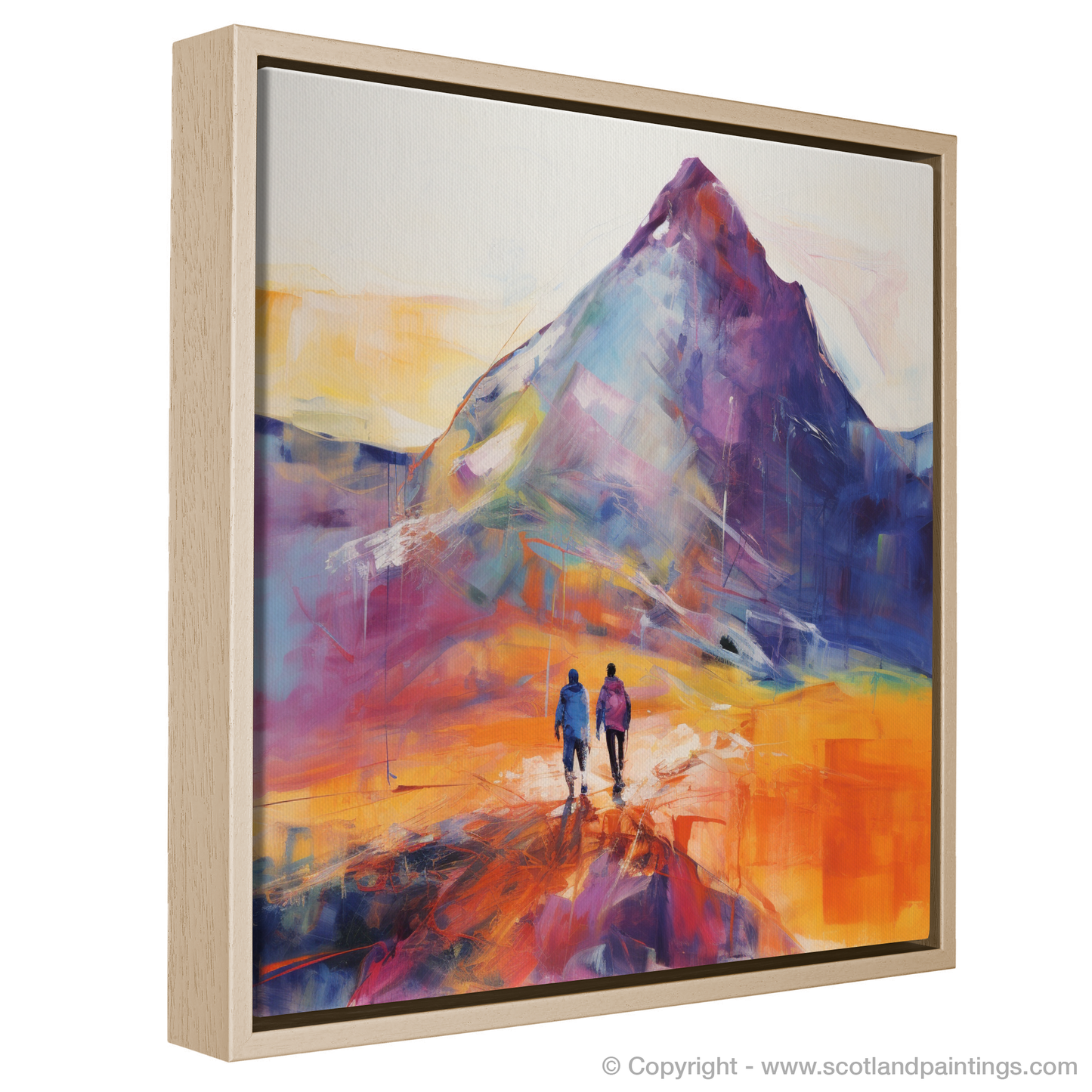 Painting and Art Print of Hikers in Glencoe entitled "Hikers' Odyssey in Glencoe's Kaleidoscope".