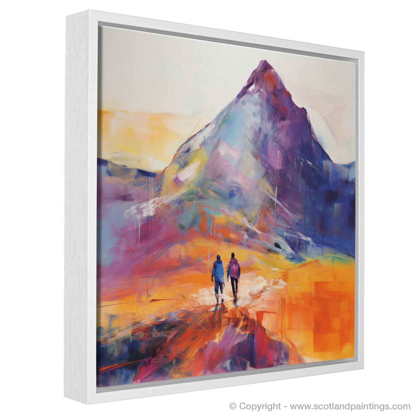 Painting and Art Print of Hikers in Glencoe entitled "Hikers' Odyssey in Glencoe's Kaleidoscope".