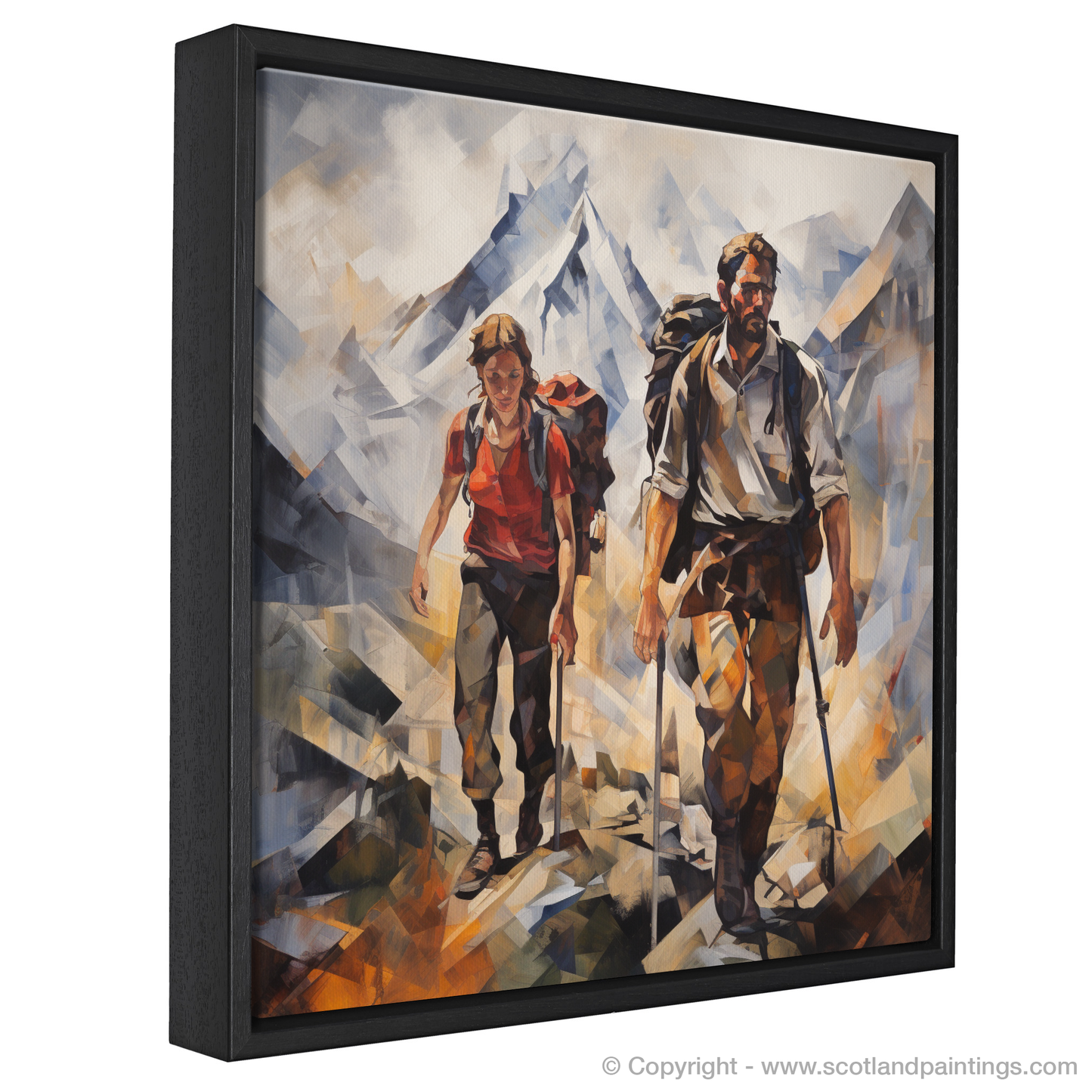 Painting and Art Print of Hikers in Glencoe entitled "Hikers Triumph in the Heart of Glencoe".