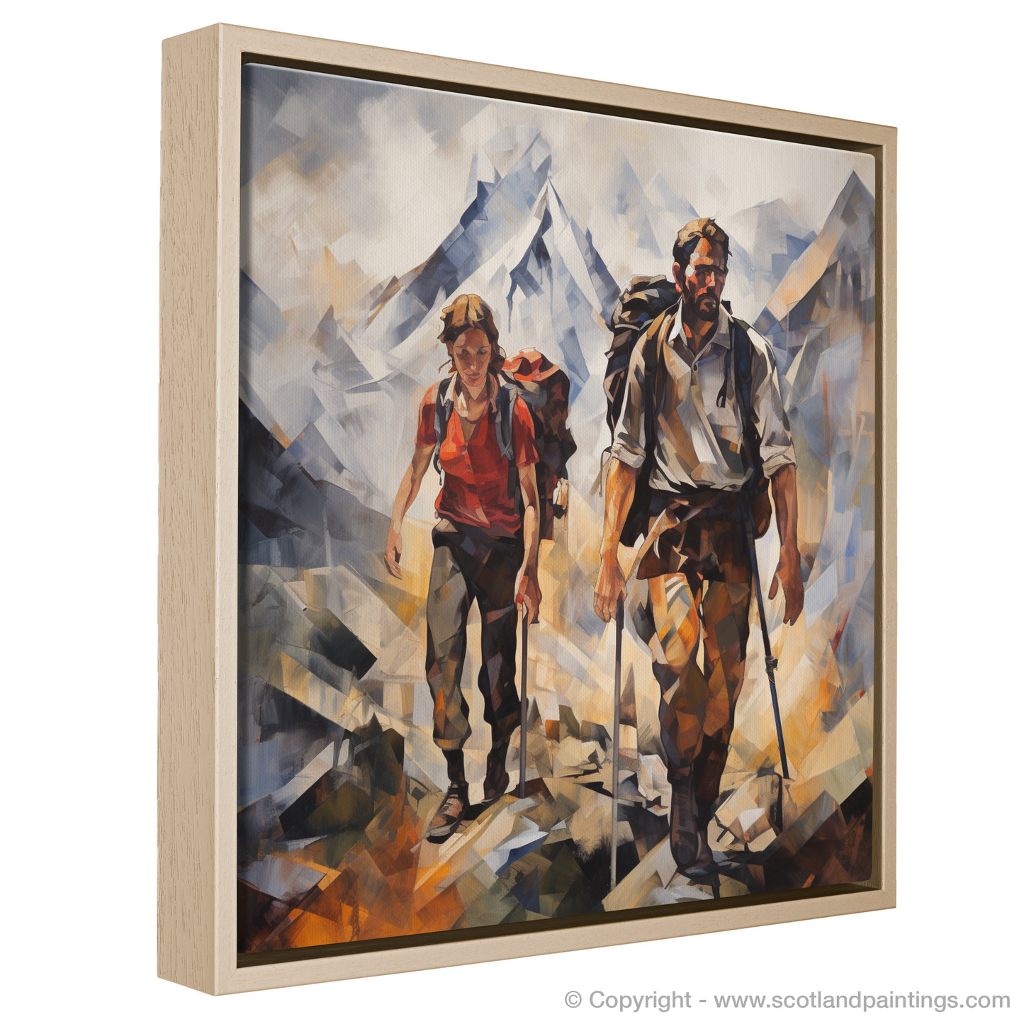 Painting and Art Print of Hikers in Glencoe entitled "Hikers Triumph in the Heart of Glencoe".