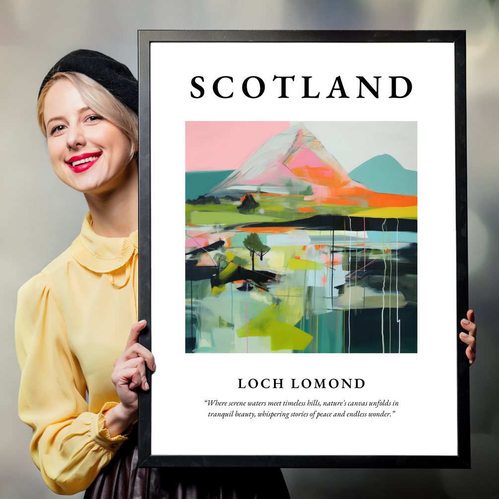 Person holding a poster of Loch Lomond