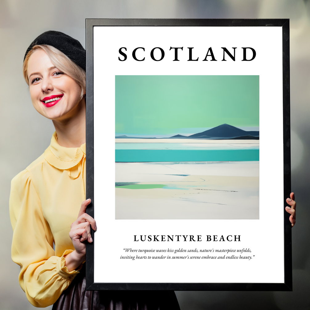 Person holding a poster of Luskentyre Beach