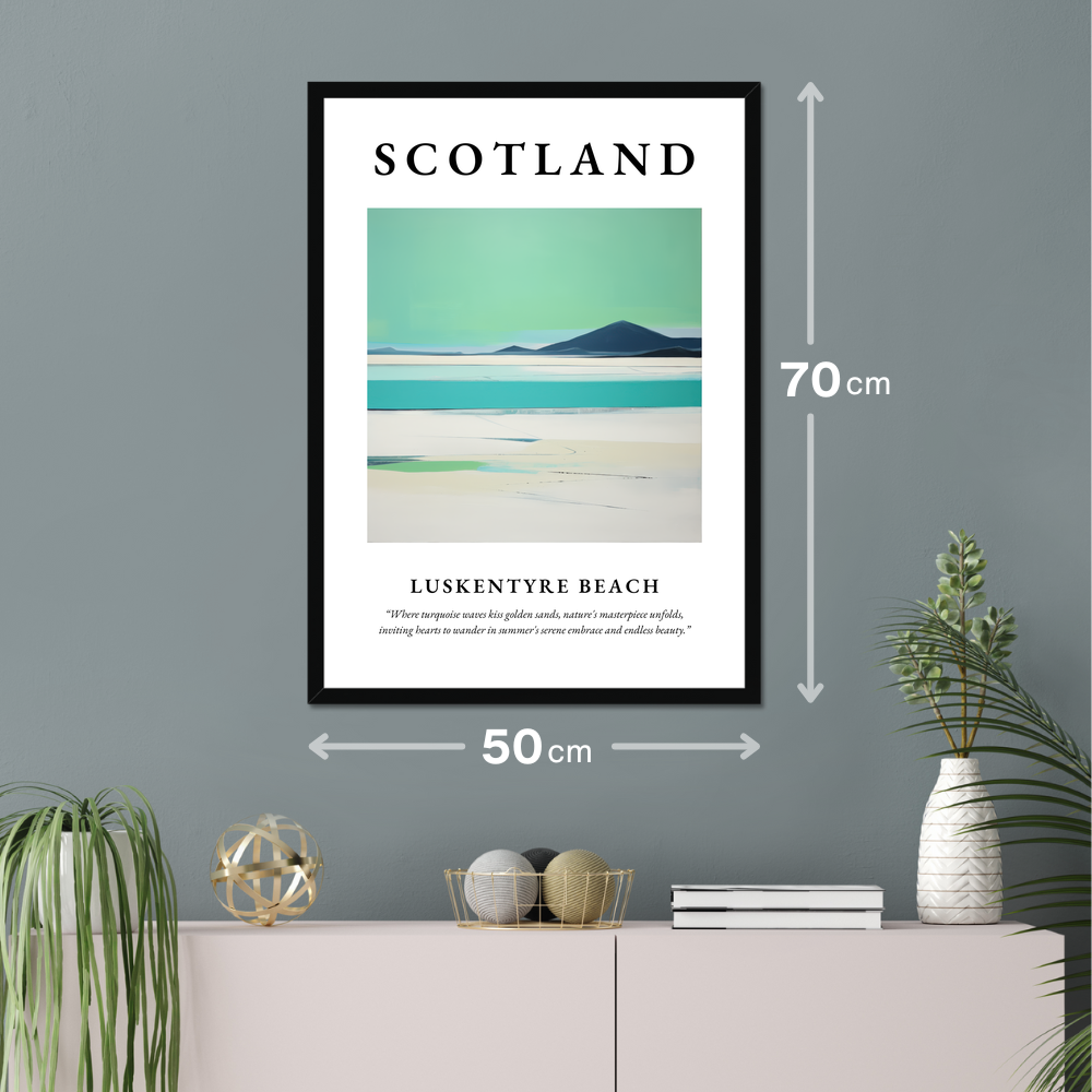 Poster of Luskentyre Beach hanging on a wall