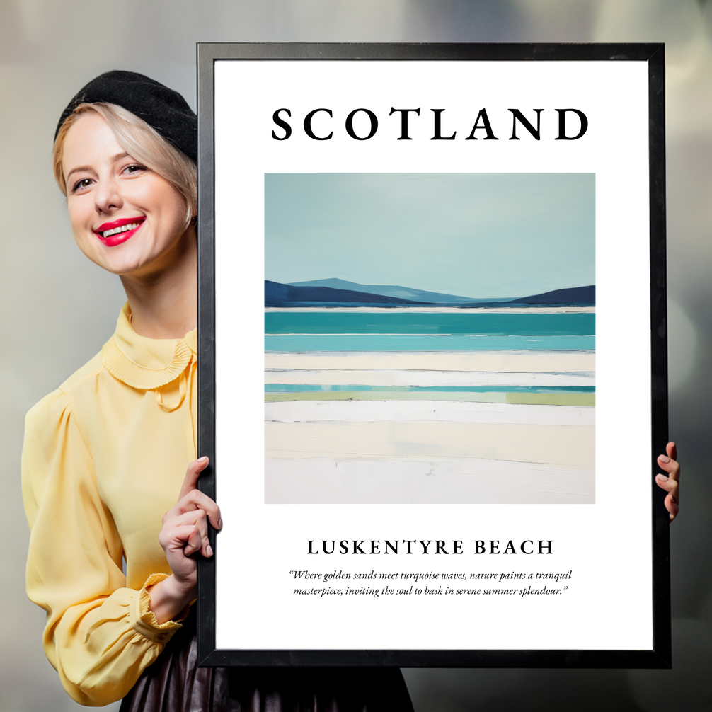 Person holding a poster of Luskentyre Beach