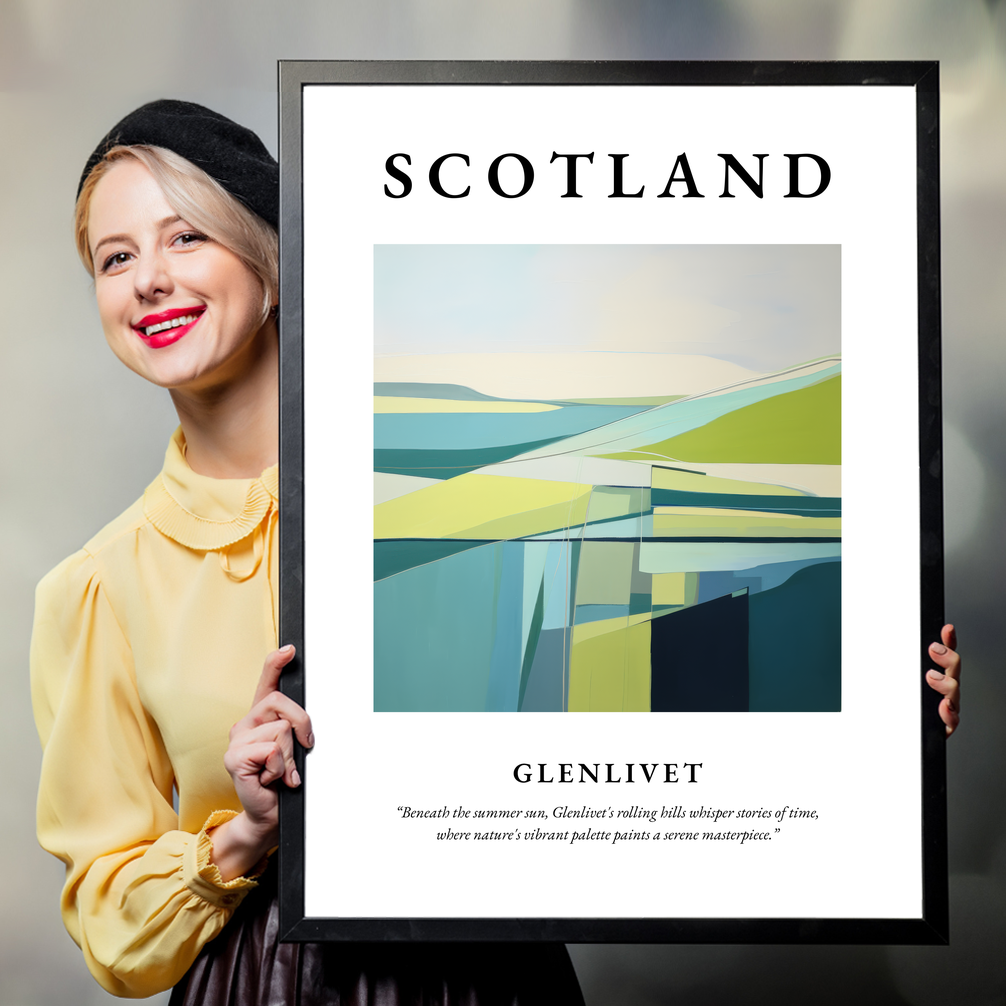 Person holding a poster of Glenlivet