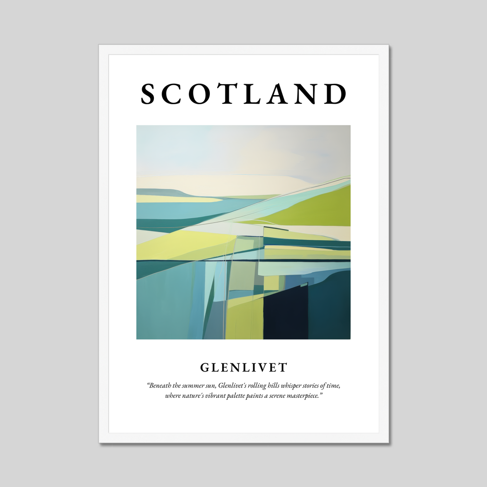 Poster in a white frame with the word Scotland