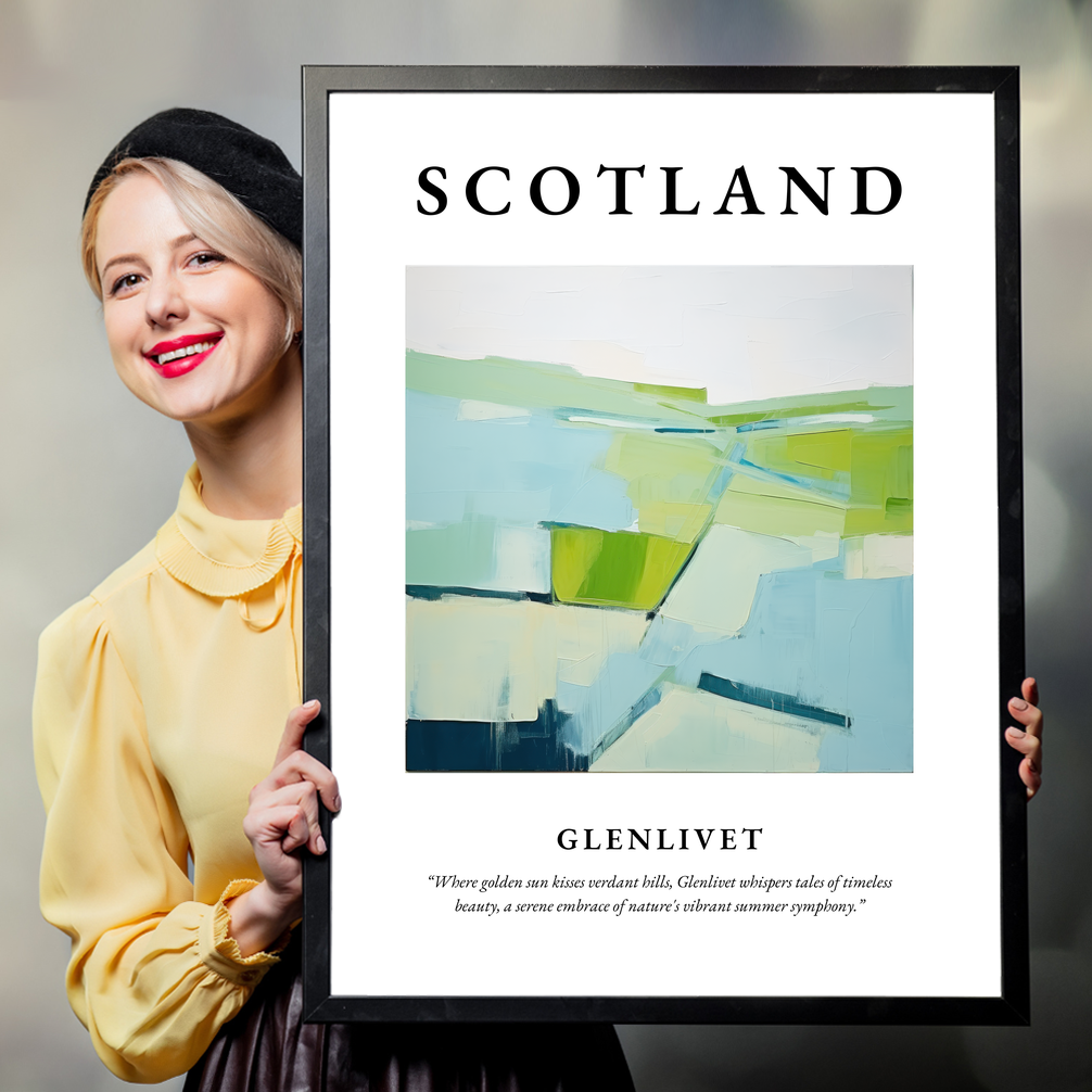 Person holding a poster of Glenlivet