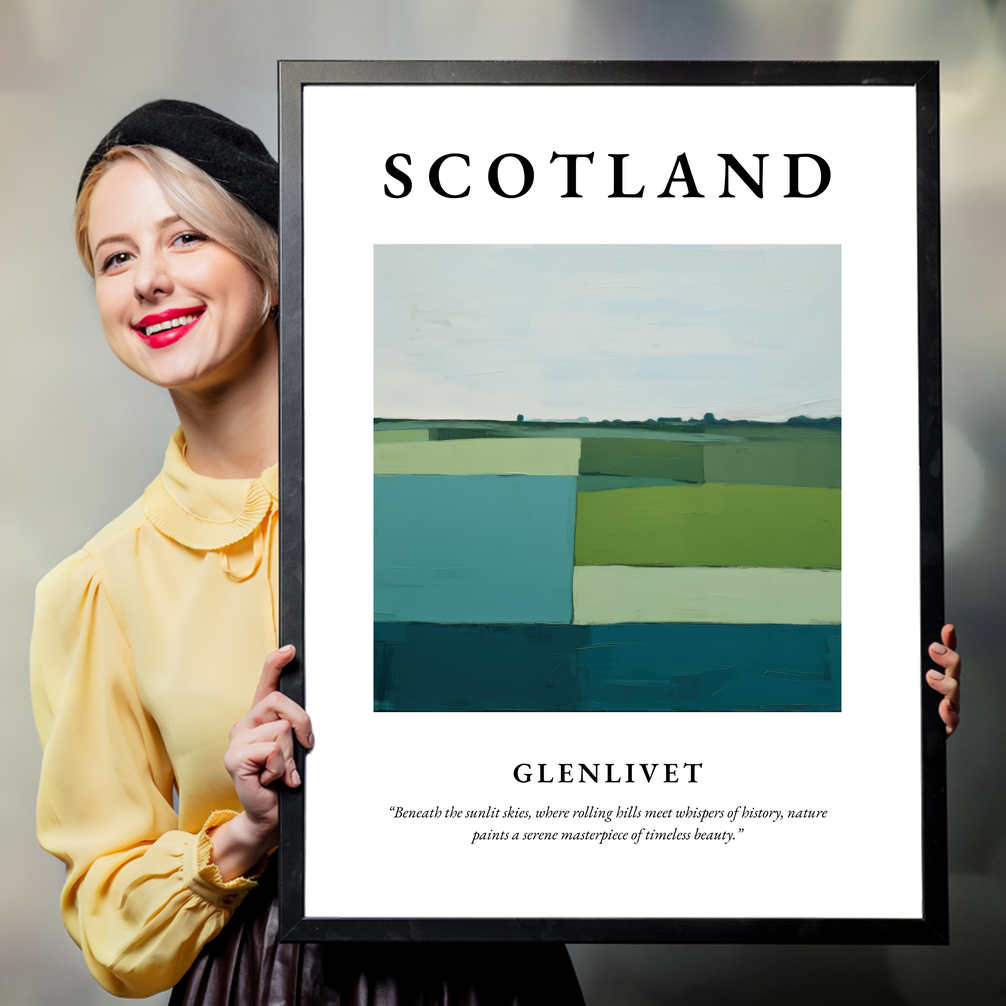 Person holding a poster of Glenlivet