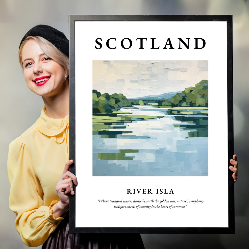 Person holding a poster of River Isla