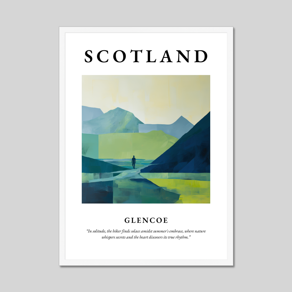 Poster in a white frame with the word Scotland