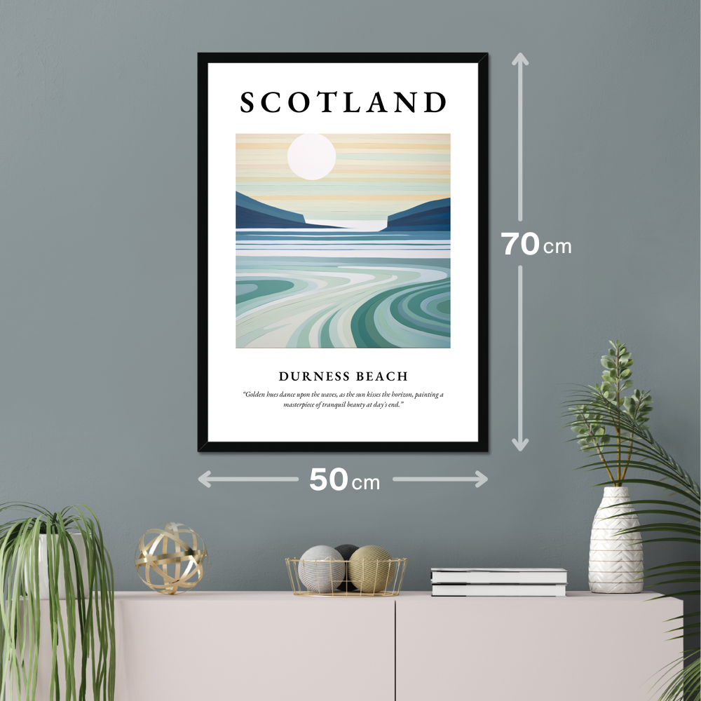 Poster of Durness Beach hanging on a wall