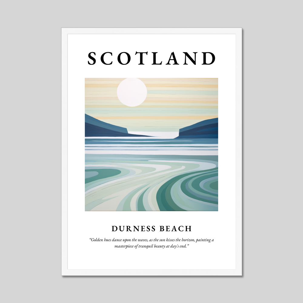 Poster in a white frame with the word Scotland