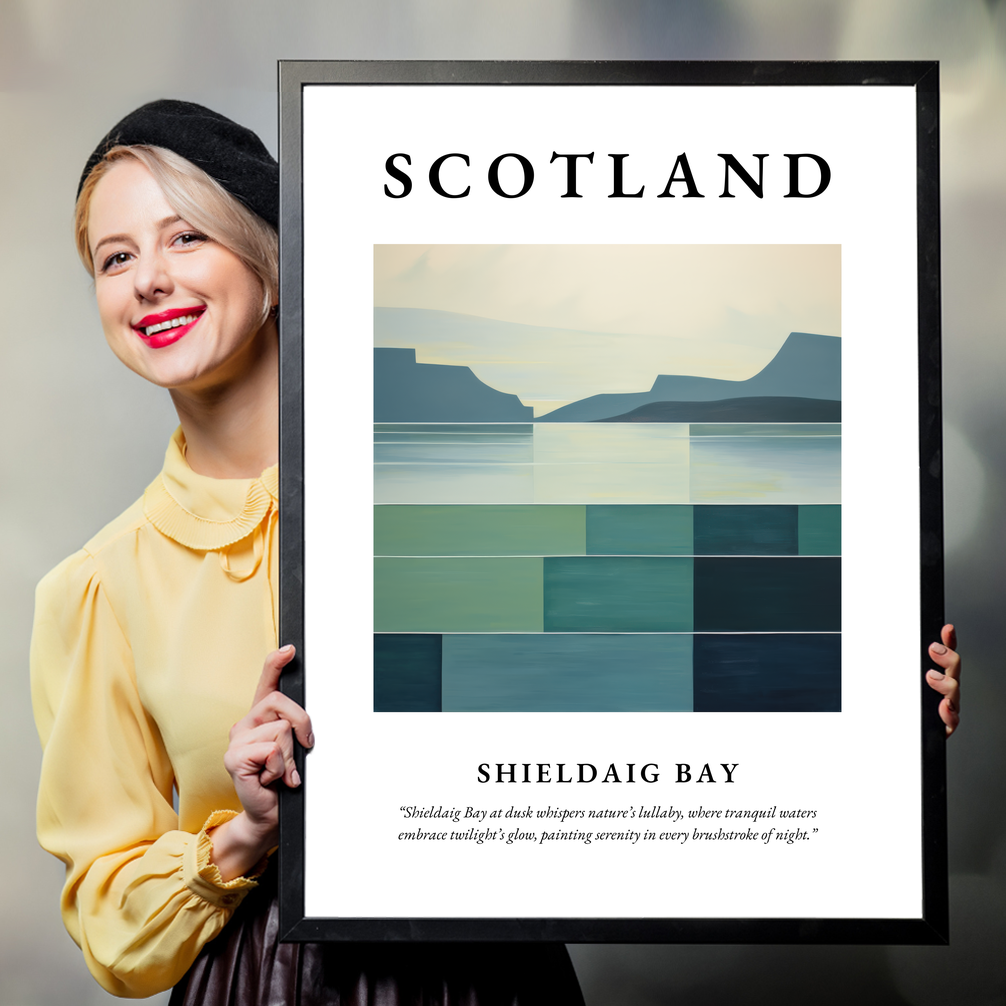 Person holding a poster of Shieldaig Bay