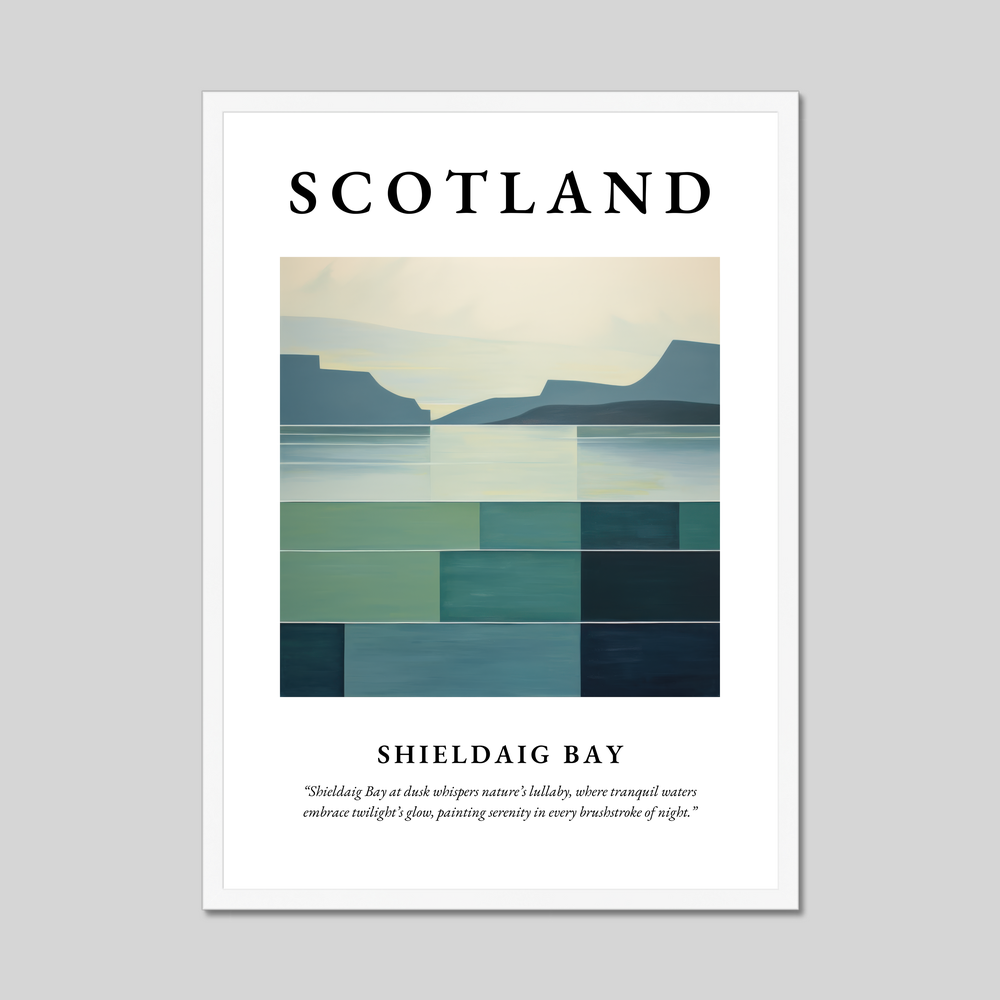 Poster in a white frame with the word Scotland