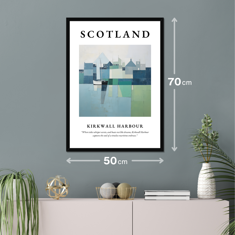 Poster of Kirkwall Harbour hanging on a wall