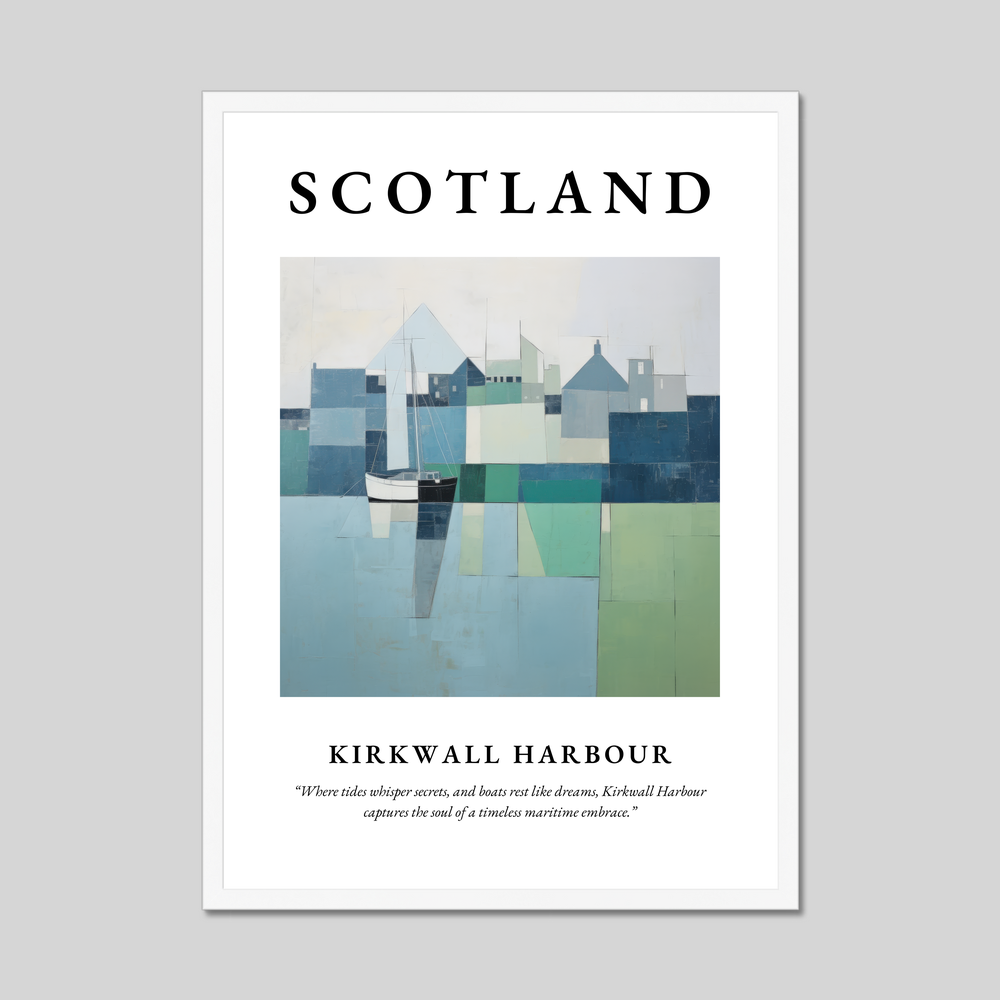 Poster in a white frame with the word Scotland