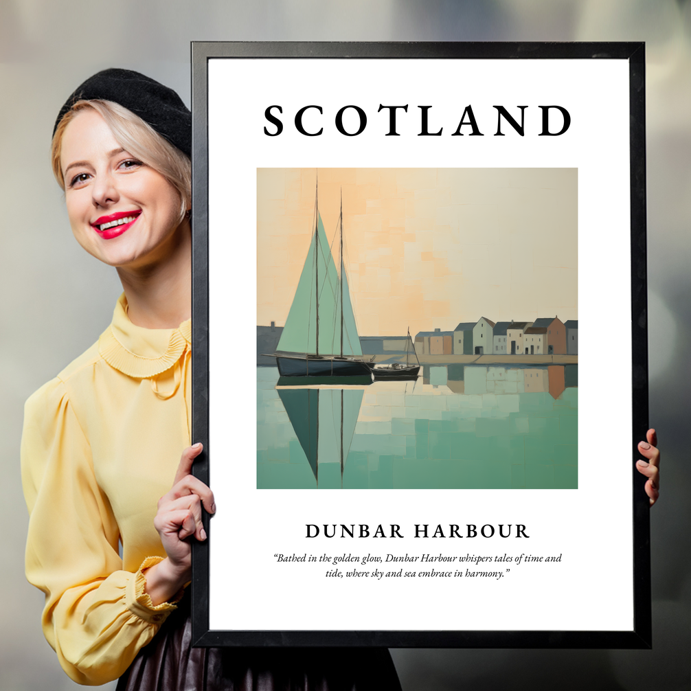 Person holding a poster of Dunbar Harbour