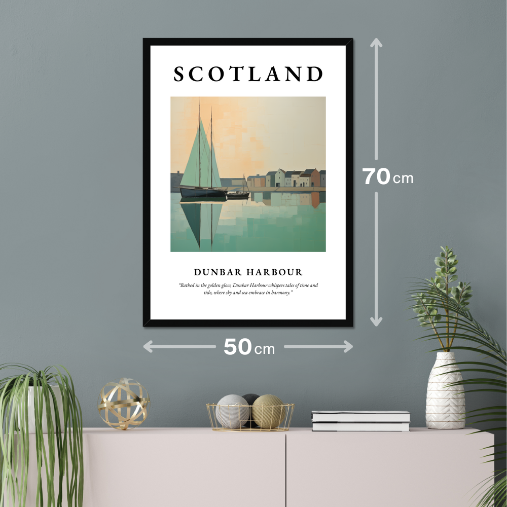 Poster of Dunbar Harbour hanging on a wall